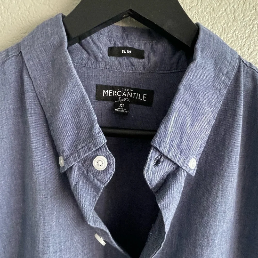 J Crew Slim Fit Flex Button Down Long Sleeve Blue Size XL